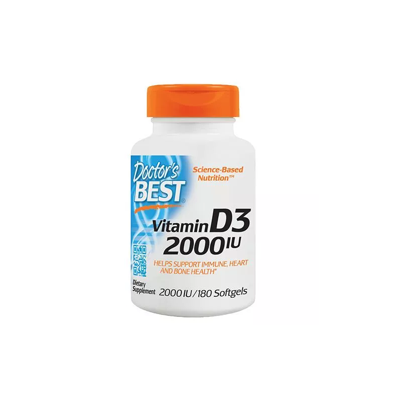 Doctor's Best Vitamin D3 2000IU - 180 kapsułek | Witamina D3 na odporność