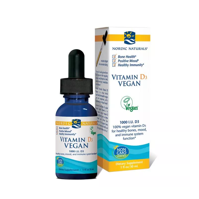 Nordic Naturals Vitamin D3 1000IU 30ml - Witamina D3 dla wegan