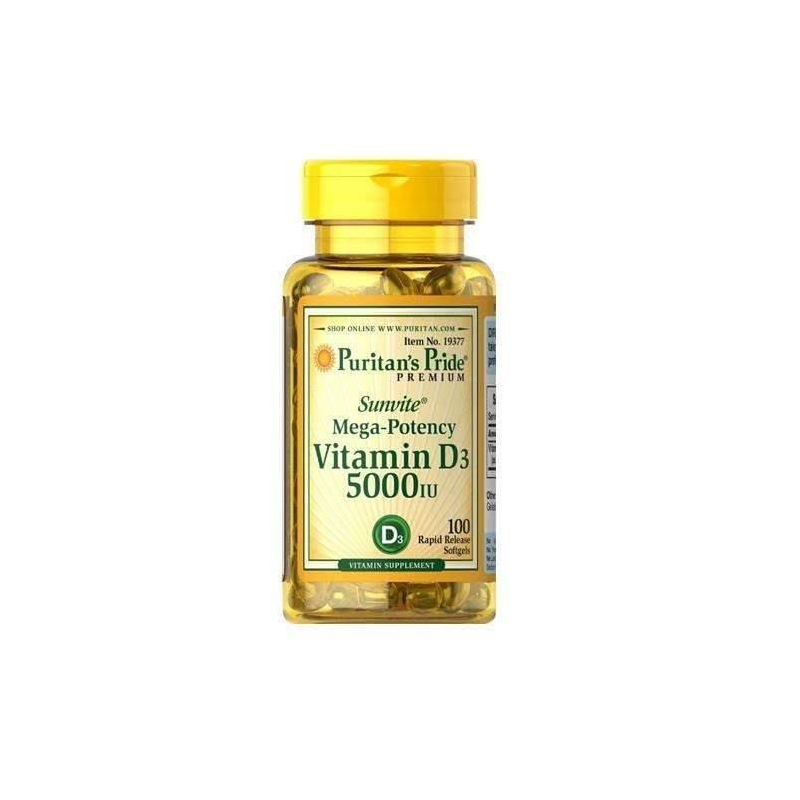 Puritan's Pride Vit D3 5000IU 100 softgels - Witamina D3 dla odporności