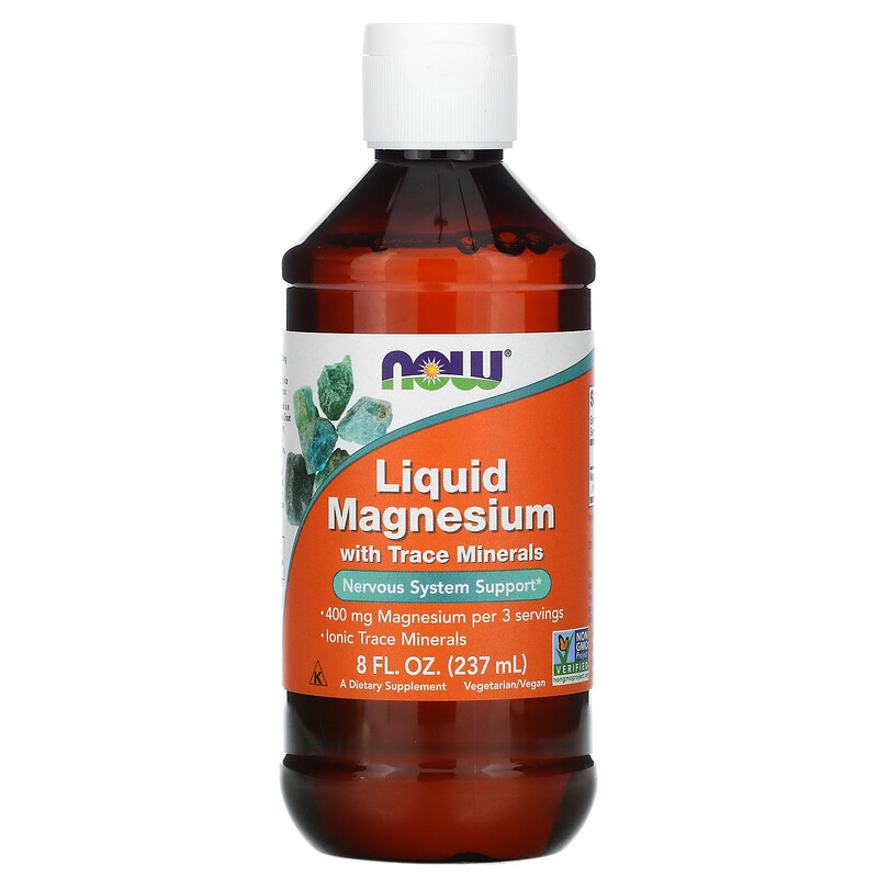 NOW Foods Liquid Magnesium 237ml - Magnez w płynie z minerałami śladowymi