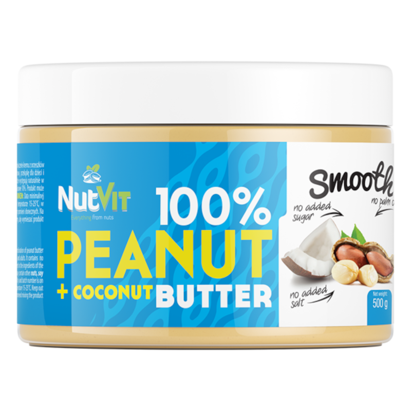 NutVit Peanut Butter + Coconut 500g - Zdrowe Masło Orzechowe z Kokosem