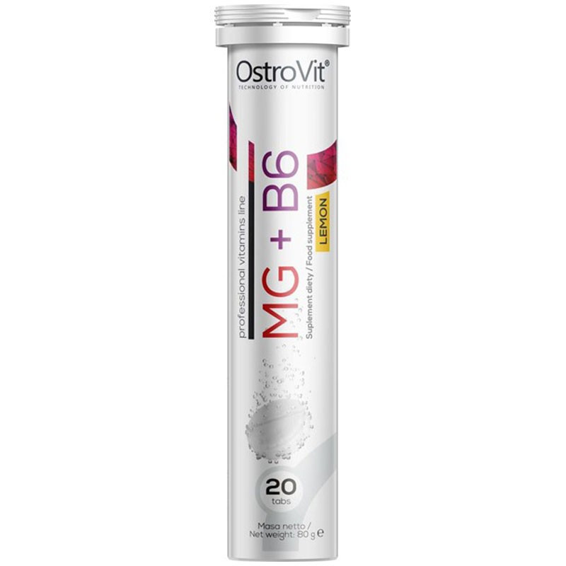 OstroVit Magnez + Witamina B6 20tab - Suplement na skurcze, stres i energię