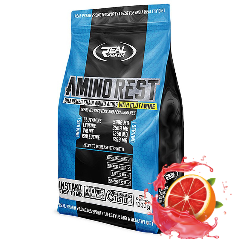 Real Pharm Amino Rest 1000g - Aminokwasy BCAA, Glutamina, Regeneracja