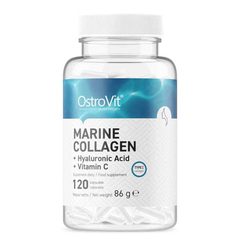 OstroVit Marine Collagen + Hyaluronic Acid 120kaps - Regeneracja Stawów i Skóry