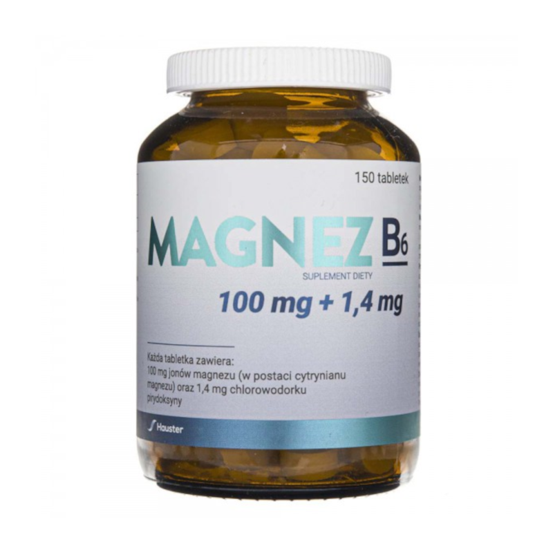Hauster Magnez B6 100mg 150tab - Suplement na skurcze, stres i energię