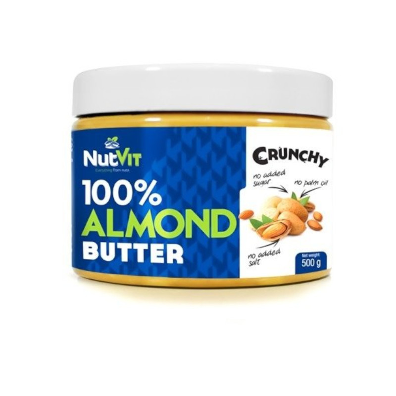 NutVit Masło Migdałowe 100% Crunch 500g - Zdrowe Masło Orzechowe