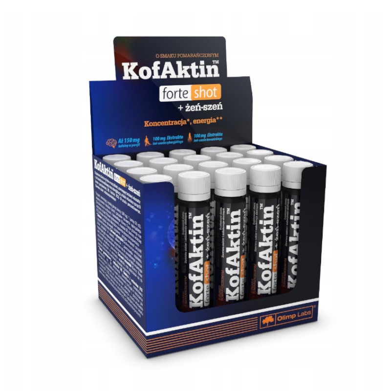 Suplement energetyczny OLIMP KofAktin forte shot + żeń-szeń