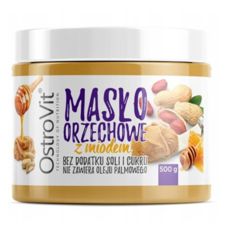Masło orzechowe OstroVit z Miodem 500g