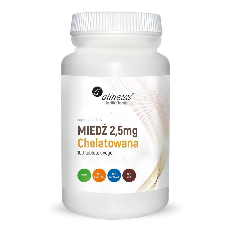 Aliness Miedź Chelatowana 2.5mg 100tab - Suplement diety z miedzią