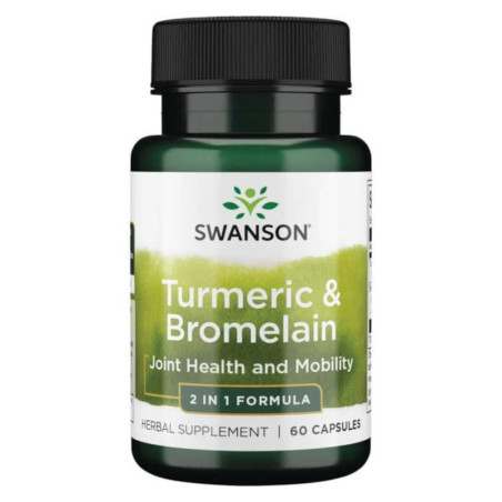 Prawidłowe Trawienie Swanson Turmeric & Bromelain 60kaps