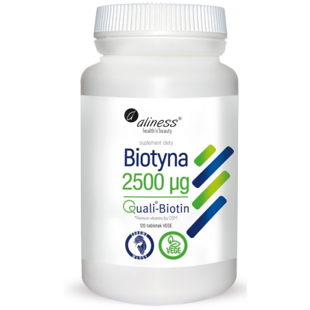 Aliness Biotyna 2.5mg 120tab - wsparcie włosów, skóry i paznokci