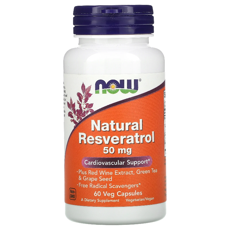 Now Foods Natural Resveratrol 50mg 60 kaps - Antyoksydant