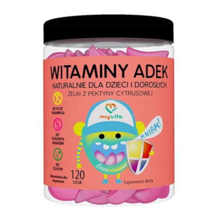 MyVita ADEK Żelki 120 szt. - Kompleks witamin A, D, E, K