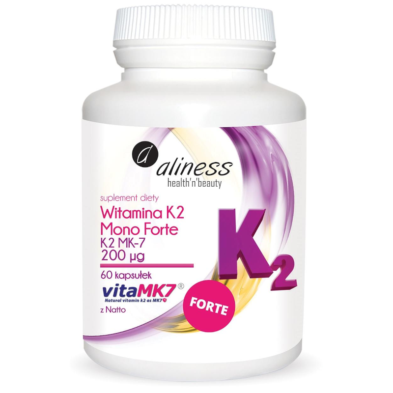 Aliness Witamina K2 Forte 200ug 60 kaps - Witamina K2 VitaMK7®