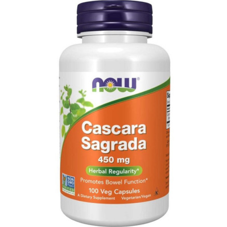 NOW Foods Cascara Sagrada 450mg 100vkaps - Wsparcie Trawienia