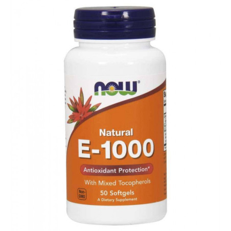 NOW Foods Vitamin E-1000 50 Softgels - Witamina Młodości