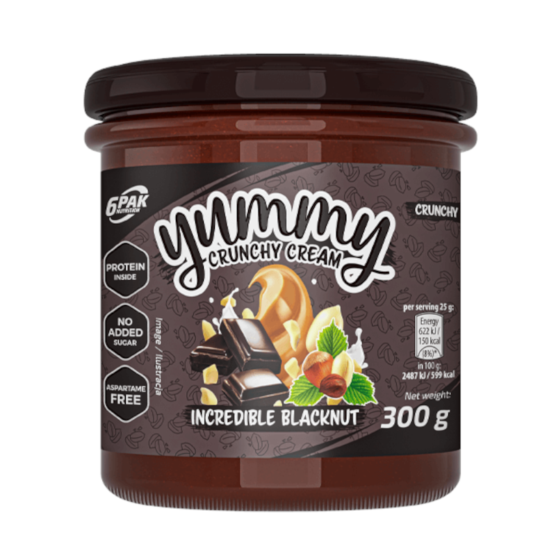 6PAK Yummy Crunchy Cream Czekoladowo-Orzechowy 300g - Dietetyczny Krem do Smarowania