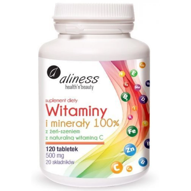 Aliness Witaminy i Minerały 100% 120tab - Kompleks Witamin i Minerałów