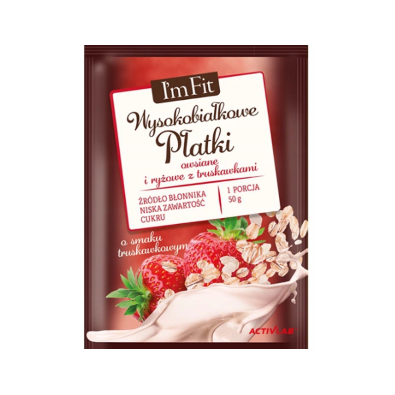 Activlab Płatki Owsiane i Ryżowe z Truskawkami 50g - Szybkie i Zdrowe Śniadanie