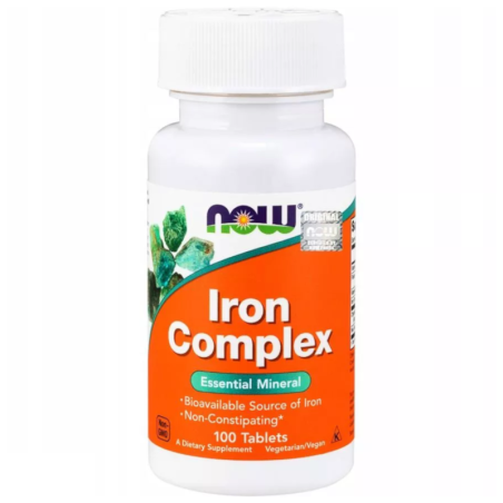 NOW Foods Iron Complex 100tab - Żelazo, Witamina C, B12, Dong Quai