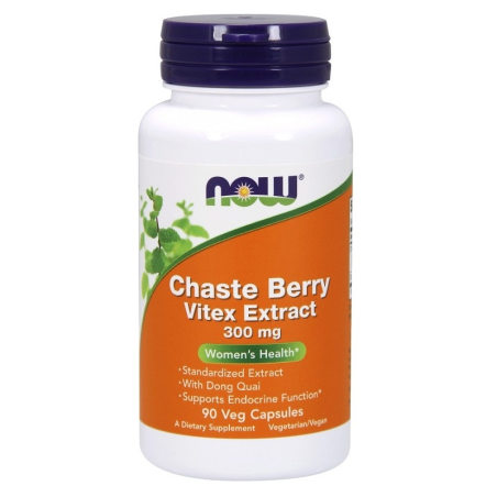 NOW Foods Chaste Berry Vitex Extract 300mg 90vkaps - Wsparcie hormonalne dla kobiet