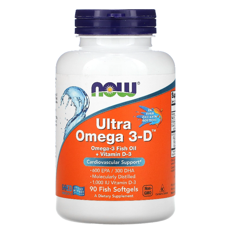 NOW Foods Ultra Omega + Vitamin D3 90 softgels - Kwasy Omega-3 i Witamina D3