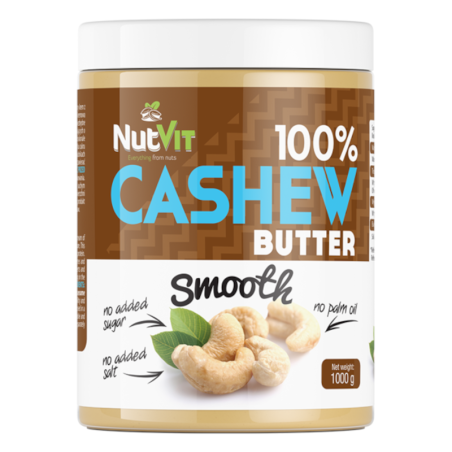 NutVit Masło Orzechowe Nerkowca 100% Smooth 1000g - Zdrowa Żywność