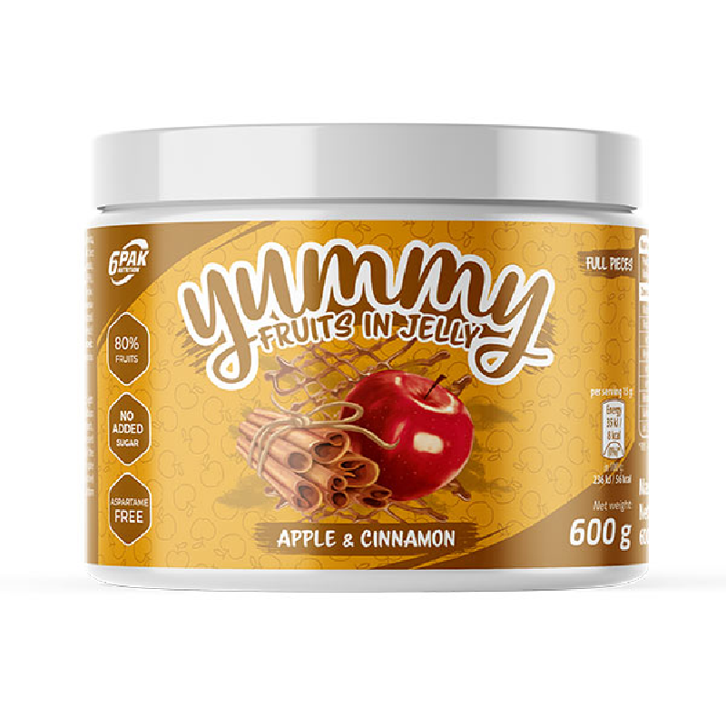 6PAK Yummy Fruits in Jelly Jabłko-Cynamon 600g - Frużelina Bez Cukru
