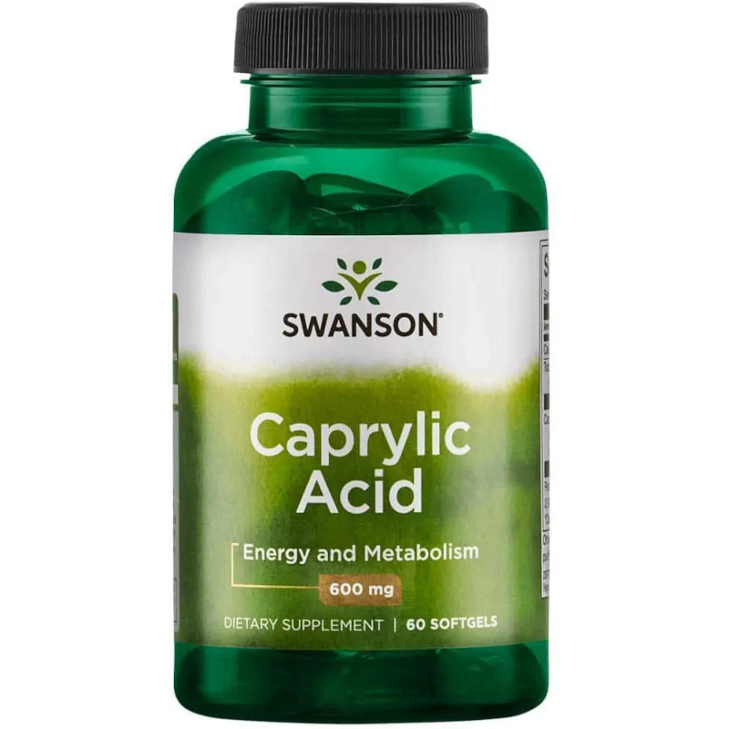 Swanson Kwas Kaprylowy 600mg 60softgels - Wsparcie Trawienia