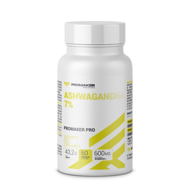 Promaker Ashwagandha 600mg - Adaptogen na stres - 60 kapsułek