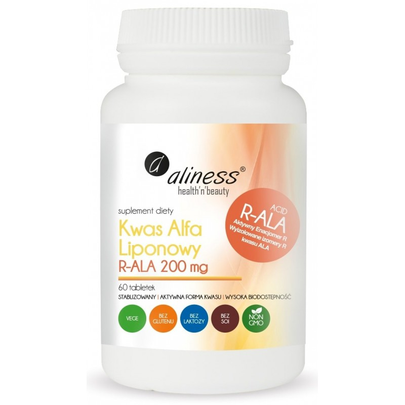 Aliness R-ALA Kwas Alfa-Liponowy 60 tabl. - Wsparcie Trawienia i Metabolizmu