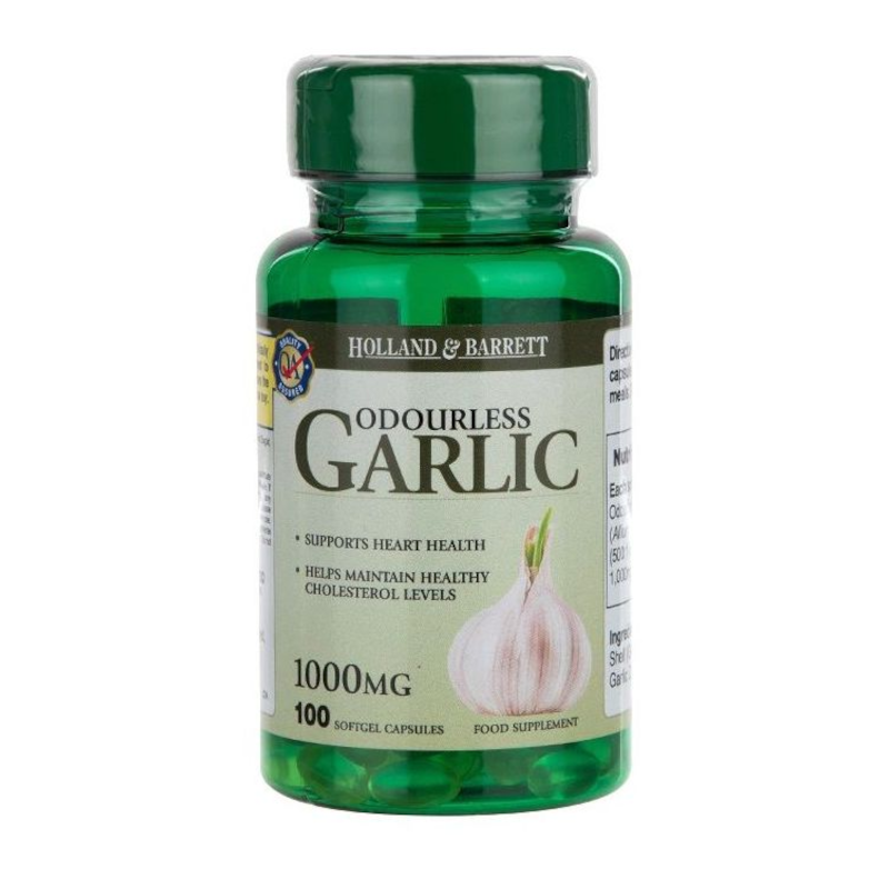 Holland & Barrett Odourless Garlic 1000mg 100 kaps - wsparcie serca i odporności