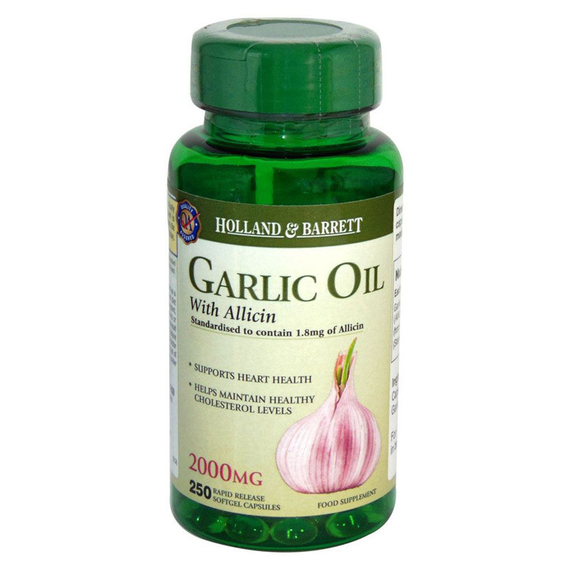 Holland & Barrett Garlic Oil With Allicin 250 kaps - wsparcie serca i odporności
