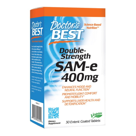 Doctor's Best SAM-e 400mg Double Strength - Pamięć, Koncentracja, Nastrój i Wątroba
