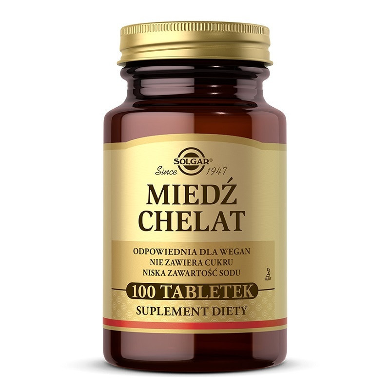 Solgar Miedź Chelat 100tab - Suplement diety z miedzią