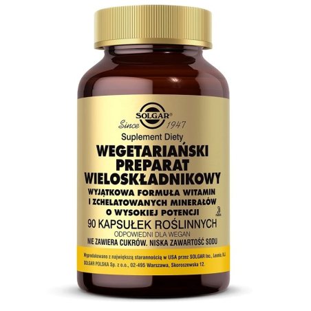 Solgar Wegetariański Kompleks Witamin i Minerałów 90 kaps - Multiwitamina dla Wegetarian