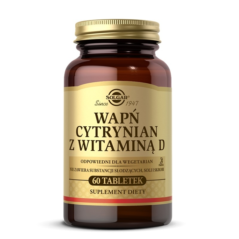 Solgar Wapń Cytrynian + Witamina D 60tab - Mocne Kości