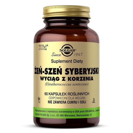 Solgar Żeń-szeń Syberyjski 60vkaps - Adaptogen na stres
