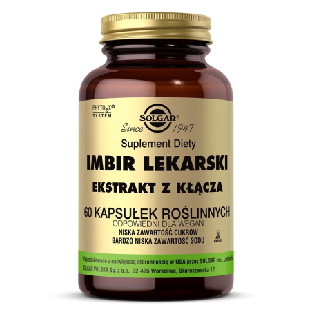 Solgar Imbir Lekarski Ekstrakt - Wsparcie Odporności 60 kaps