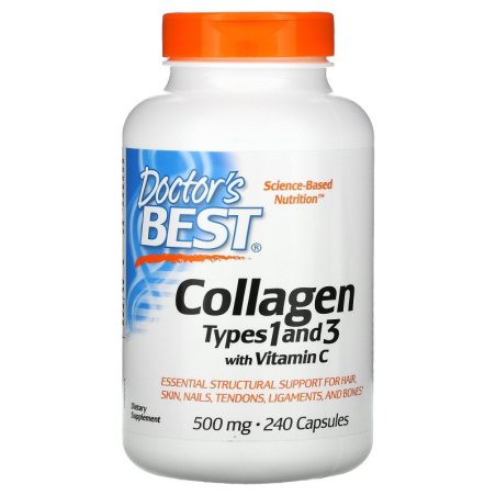 Doctor's Best Collagen Types 1&3 + Vit C 240kaps - Kolagen na stawy i skórę