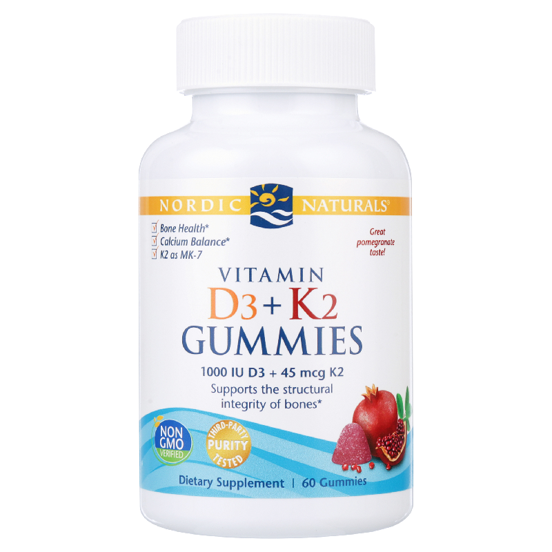 Nordic Naturals Vitamin D3+K2 60 żelek - wsparcie dla kości i odporności