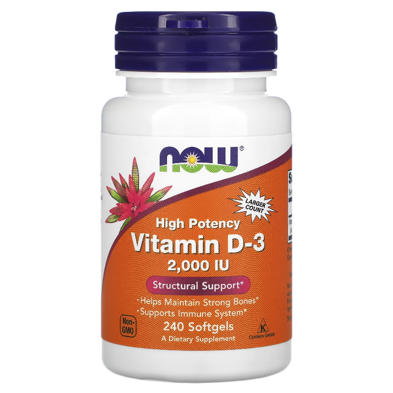 Now Foods Vitamin D3 2000IU 240 softgels - Witamina D3 na odporność