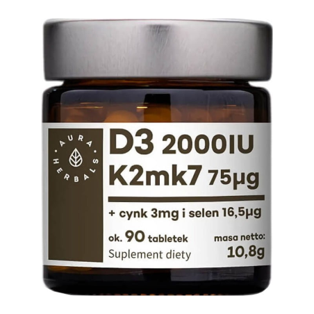 Aura Herbals Witamina D3 K2 Cynk Selen 90tab - Kompleksowe wsparcie dla zdrowia