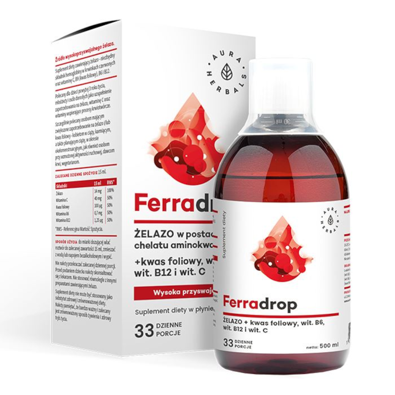 Aura Herbals Ferradrop 500ml - Suplement diety na serce i układ krążenia