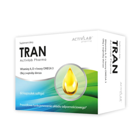Activlab Tran Omega + A + D 500mg - Kwasy Tłuszczowe, Witaminy A i D