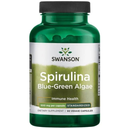 Swanson Spirulina 500mg 90 kaps - wsparcie trawienia i antyoksydacja