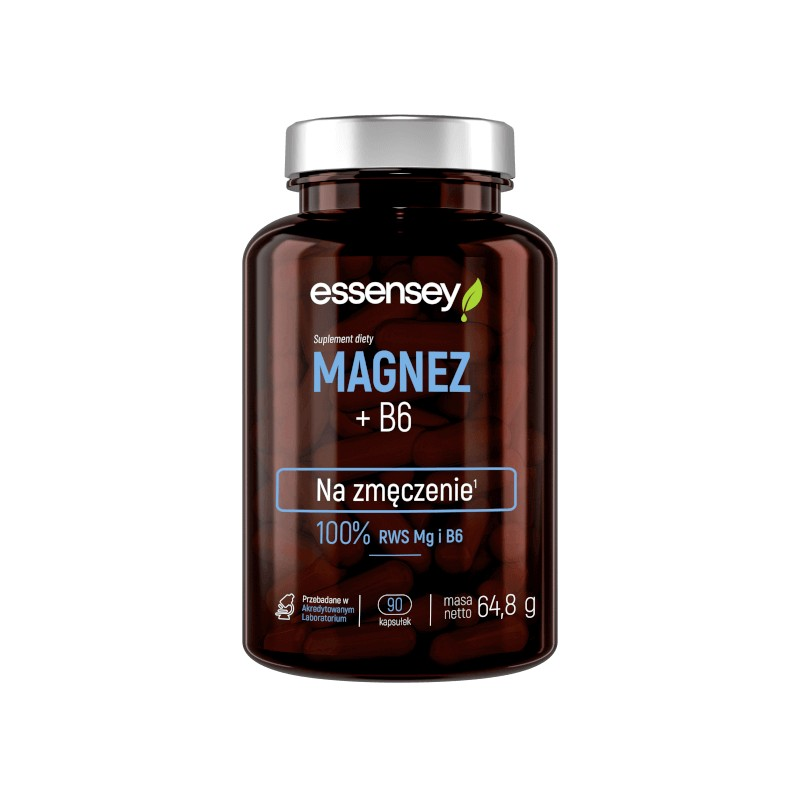 Essensey Magnez + B6 90 kaps - Magnez na skurcze i stres