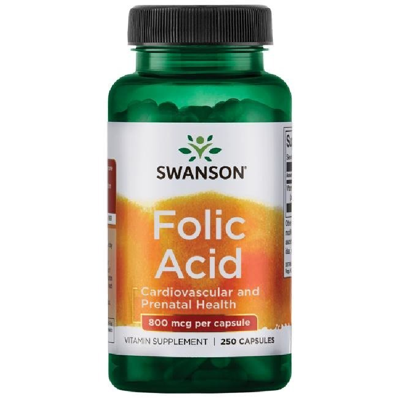 Swanson Kwas Foliowy 800mcg 250kaps - wsparcie dla kobiet i mężczyzn