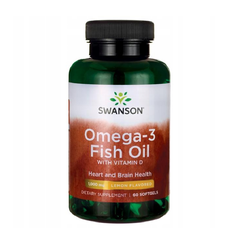 Swanson Omega-3 Fish Oil & D3 60 softgels - Kwasy Omega-3 i Witamina D3