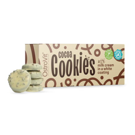 OstroVit Cocoa Cookies with Milk Cream 128g - Dietetyczne Ciastka